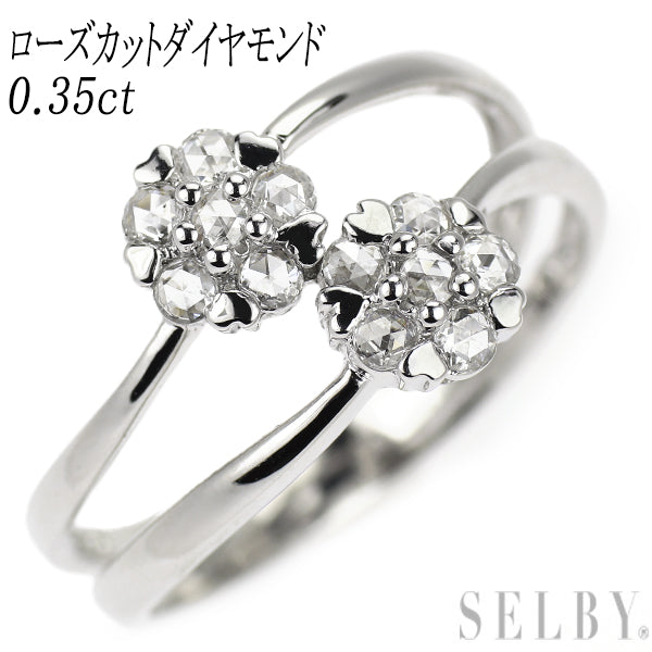 K18WG ローズカット ダイヤモンド リング 0.35ct