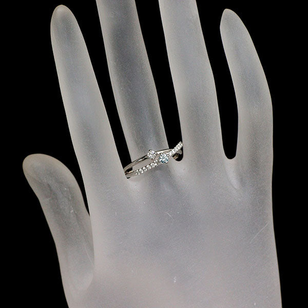 Pt900 アイスブルー/カラーレス ダイヤモンド リング 0.19ct D0.10ct