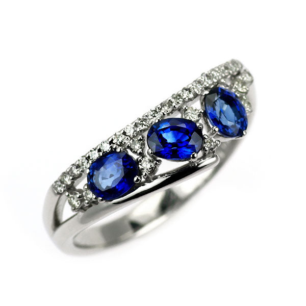 Pt950 サファイア ダイヤモンド リング 1.00ct D0.19ct