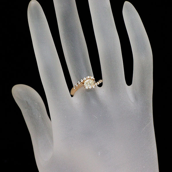 K18PG ダイヤモンド リング 0.373ct D0.21ct