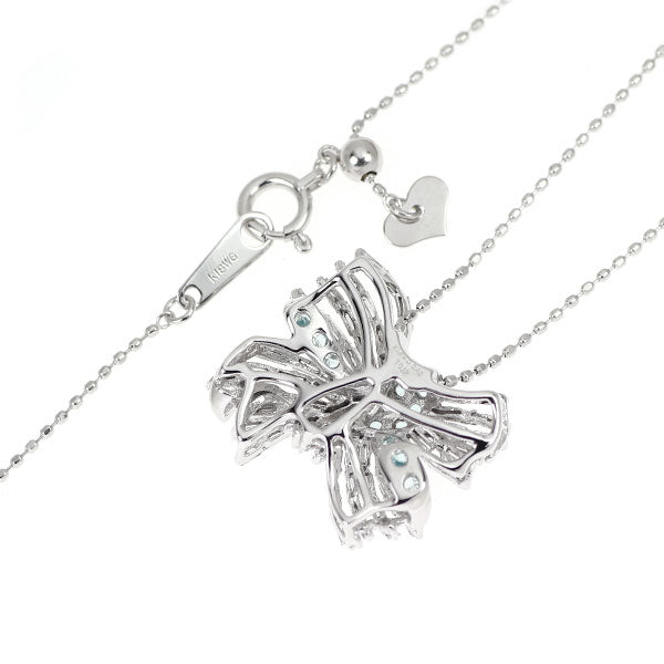 K18WG パライバトルマリン ダイヤモンド ペンダントネックレス 0.12ct D0.40ct リボン