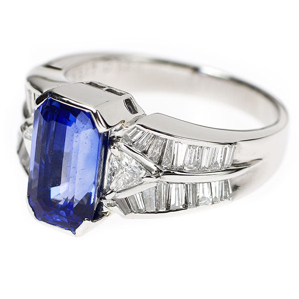 Pt900 サファイア ダイヤモンド リング 5.17ct 1.28ct