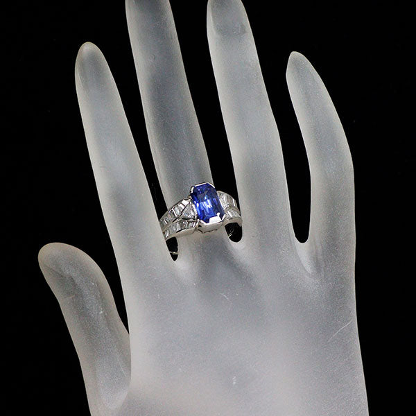 Pt900 サファイア ダイヤモンド リング 5.17ct 1.28ct