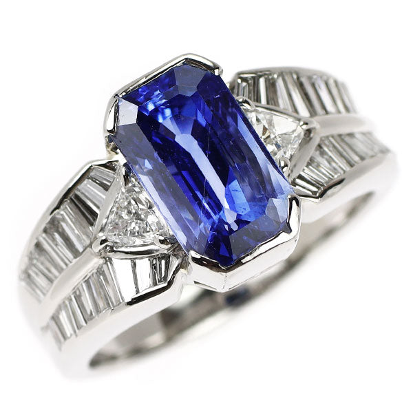Pt900 サファイア ダイヤモンド リング 5.17ct 1.28ct