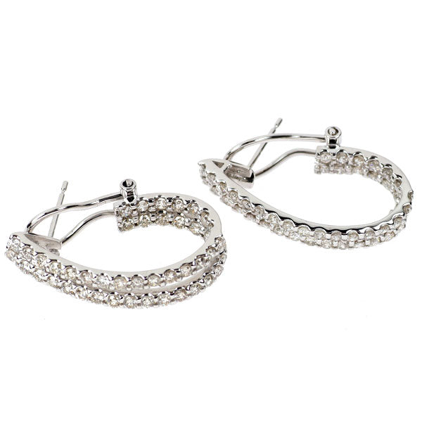 K18WG ダイヤモンド ピアス 2.00ct  フープ