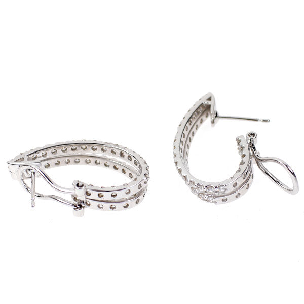 K18WG ダイヤモンド ピアス 2.00ct  フープ