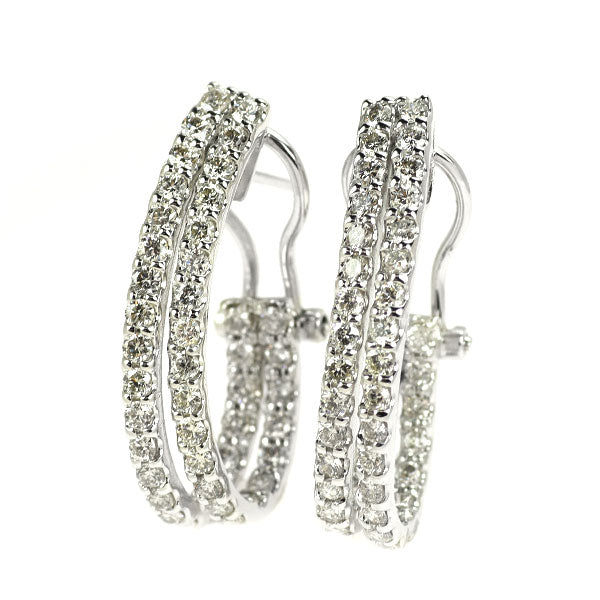 K18WG ダイヤモンド ピアス 2.00ct  フープ
