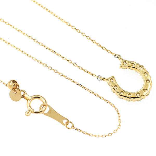 K18YG ダイヤモンド ペンダントネックレス 0.30ct 馬蹄/ホースシュー