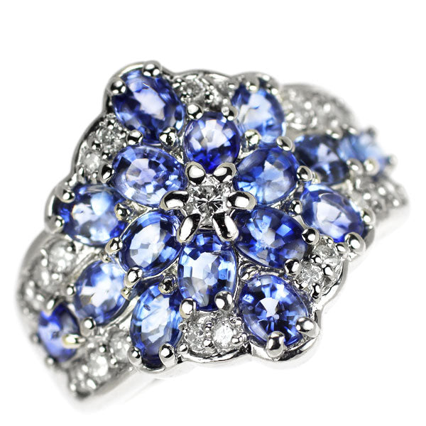 Pt900 サファイア ダイヤモンド リング 3.99ct D0.44ct