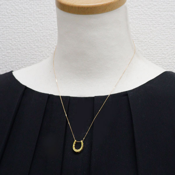 K18YG トリートイエローダイヤモンド ペンダントネックレス 0.30ct 馬蹄 2WAY