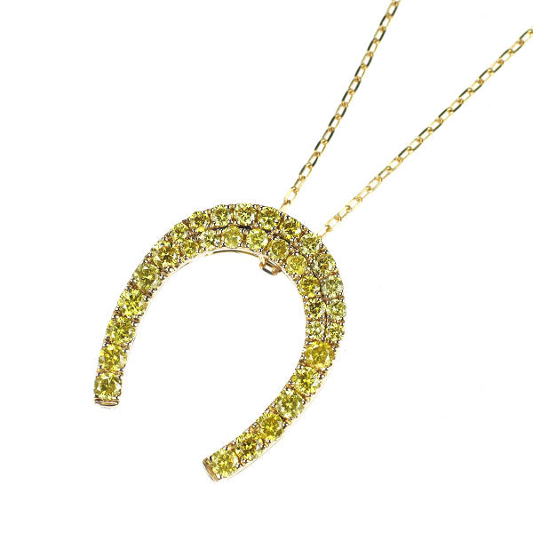 K18YG トリートイエローダイヤモンド ペンダントネックレス 0.30ct 馬蹄 2WAY