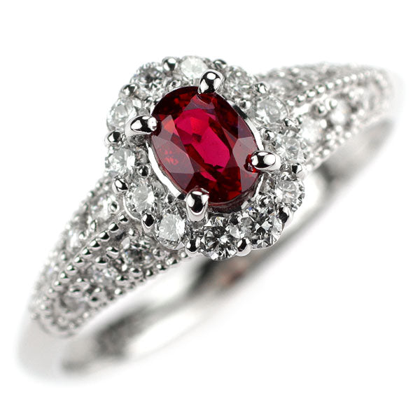 Pt950 ルビー ダイヤモンド リング 0.43ct D0.31ct
