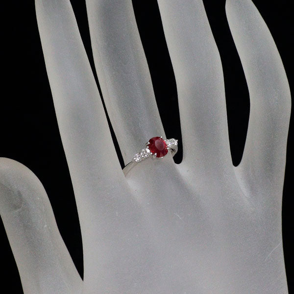 Pt900 ビルマ産ピジョンブラッド ルビー ダイヤモンド リング 1.02ct D0.182ct