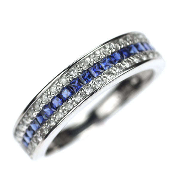 Pt900 ブルー/ホワイト サファイア リング 0.46ct WS0.26ct ハーフエタニティ
