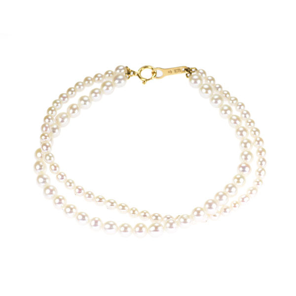 田崎真珠 K18YG 淡水真珠 ブレスレット 径約3.0-4.5mm 2連
