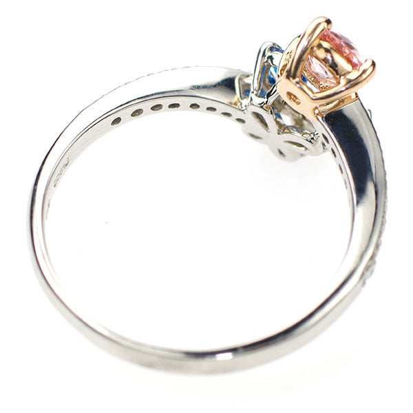 新品 Pt900/K18 アウイナイト パパラチアサファイア ダイヤモンド リング 0.21ct S0.353ct D0.11ct 希少【エスコレ】