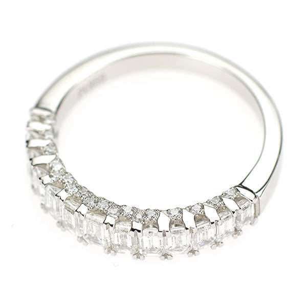 新品 Pt950 エメラルドカット/ラウンド ダイヤモンド リング D1.35ct 【エスコレ】 ハーフエタニティ
