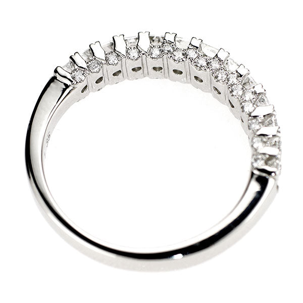 新品 Pt950 エメラルドカット/ラウンド ダイヤモンド リング D1.35ct 【エスコレ】 ハーフエタニティ