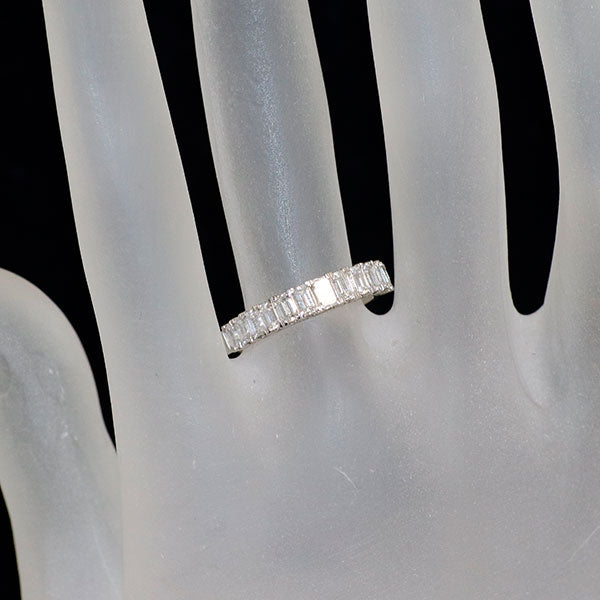 新品 Pt950 エメラルドカット/ラウンド ダイヤモンド リング D1.35ct 【エスコレ】 ハーフエタニティ