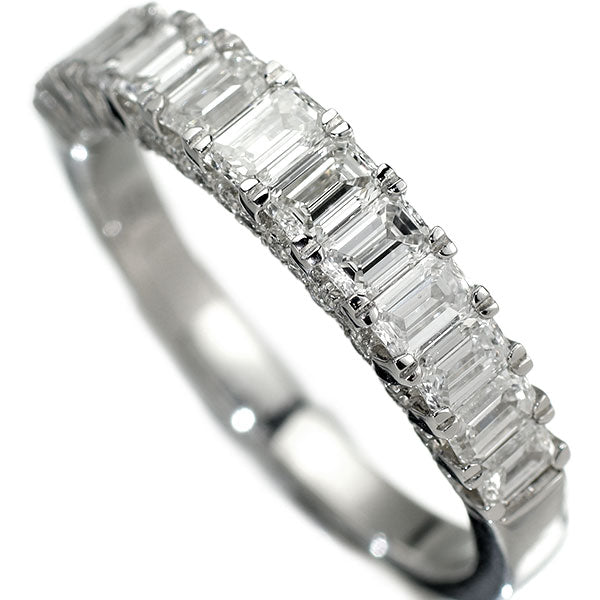 新品 Pt950 エメラルドカット/ラウンド ダイヤモンド リング D1.35ct 【エスコレ】 ハーフエタニティ