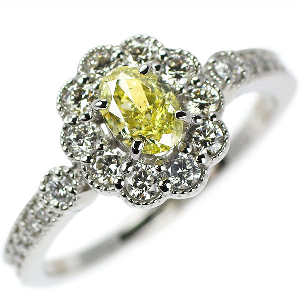 Pt950 オーバル ダイヤモンド リング 0.516ct FIY SI2 D0.46ct