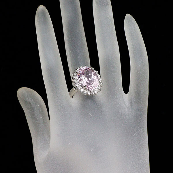 Pt900 クンツァイト ダイヤモンド リング 12.14ct D1.11ct