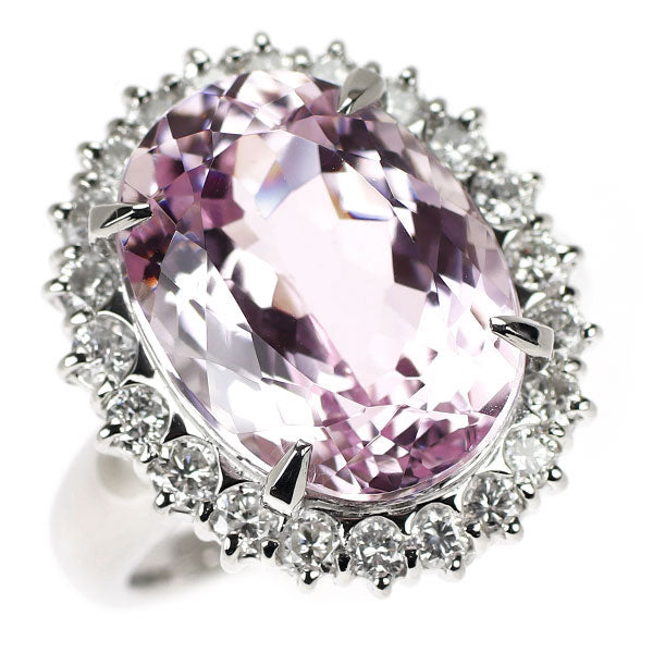 Pt900 クンツァイト ダイヤモンド リング 12.14ct D1.11ct