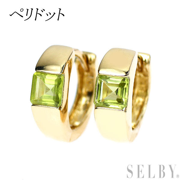 K18YG ペリドット ピアス フープ