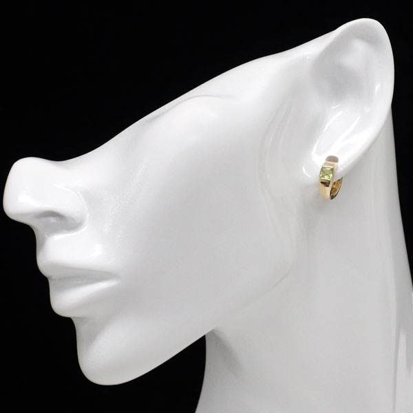 K18YG ペリドット ピアス フープ