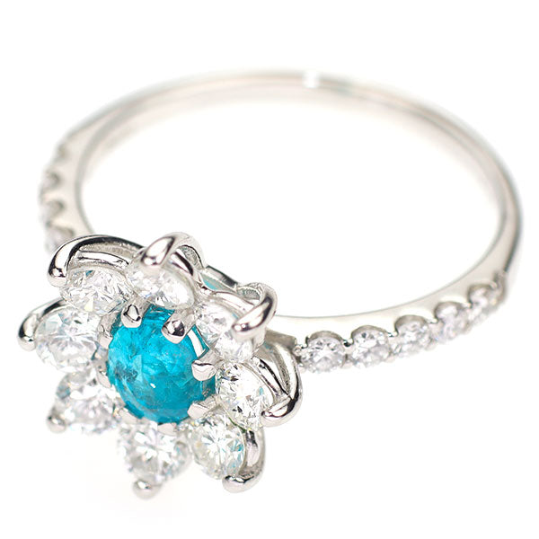 新品 Pt950 ブラジル産パライバ トルマリン ダイヤモンド リング 0.38ct D1.04ct【エスコレ】