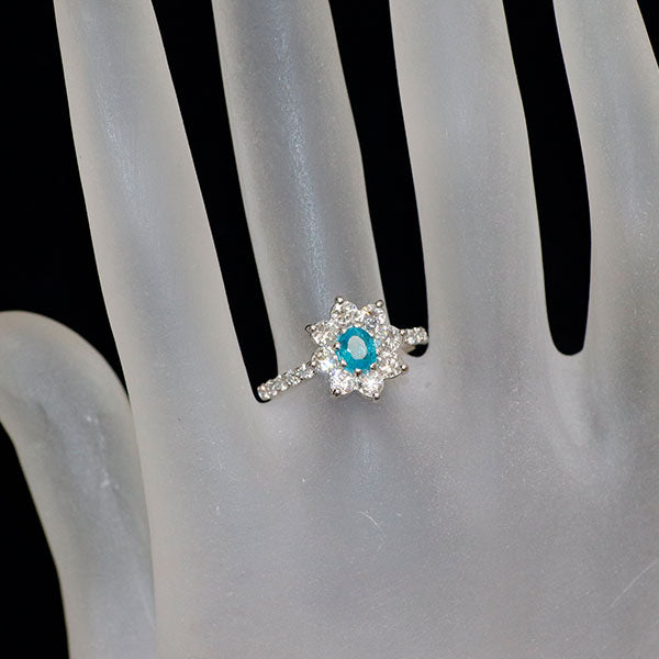 新品 Pt950 ブラジル産パライバ トルマリン ダイヤモンド リング 0.38ct D1.04ct【エスコレ】