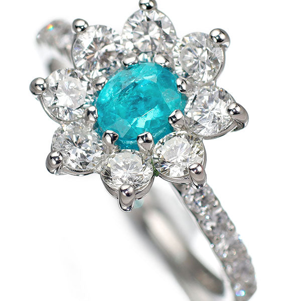 新品 Pt950 ブラジル産パライバ トルマリン ダイヤモンド リング 0.38ct D1.04ct【エスコレ】