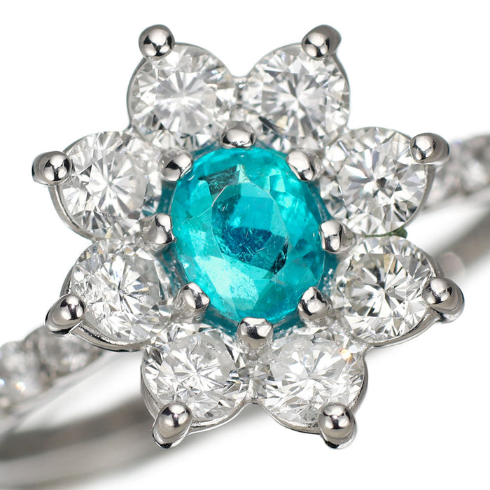 新品 Pt950 ブラジル産パライバ トルマリン ダイヤモンド リング 0.38ct D1.04ct【エスコレ】