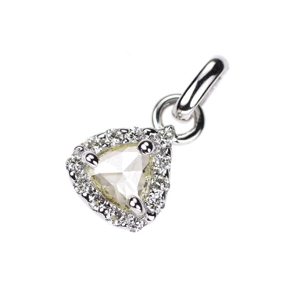 新品 K18WG/Pt900 ペアシェイプローズカットダイヤモンド ペンダントトップ 0.154ct M VS2 D0.20ct【エスコレ】