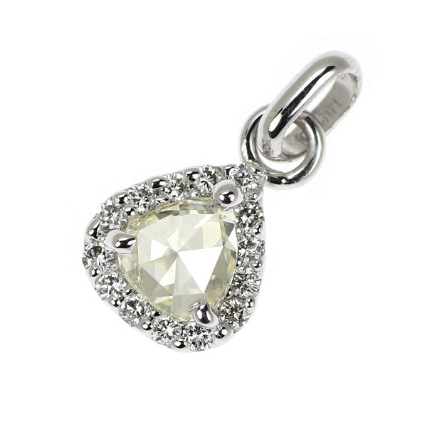 新品 K18WG/Pt900 ペアシェイプローズカットダイヤモンド ペンダントトップ 0.334ct M VS2 D0.20ct【エスコレ】