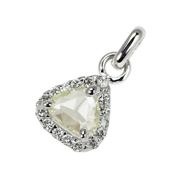 新品 K18WG/Pt900 ペアシェイプローズカットダイヤモンド ペンダントトップ 0.372ct L VS2 D0.20ct【エスコレ】