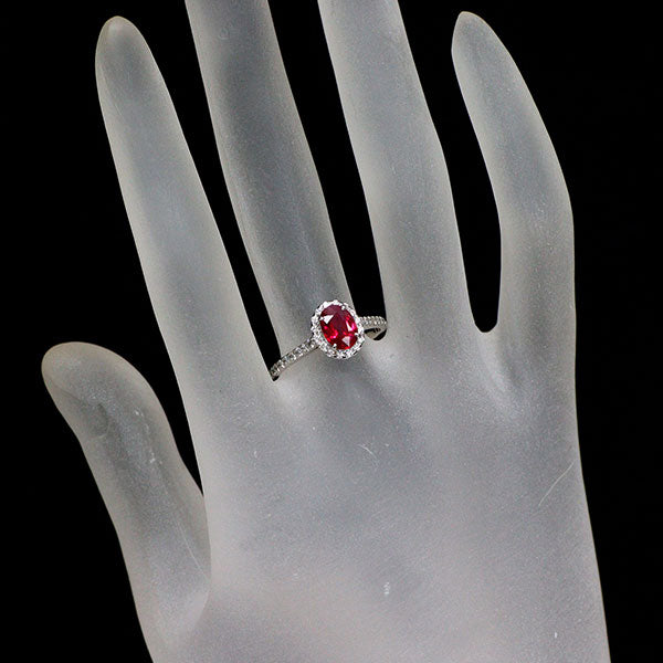 新品 Pt950 ミャンマー/ビルマ産ピジョンブラッド ルビー ダイヤモンド リング 1.26ct D0.28ct 【エスコレ】