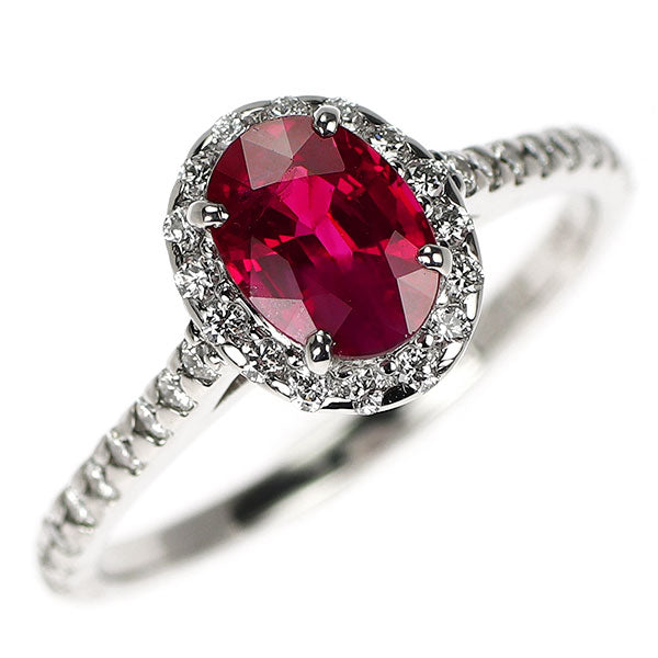 新品 Pt950 ミャンマー/ビルマ産ピジョンブラッド ルビー ダイヤモンド リング 1.26ct D0.28ct 【エスコレ】
