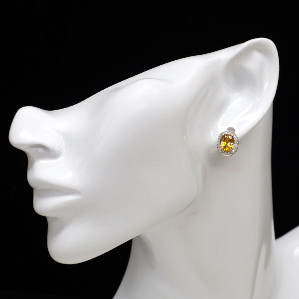新品 Pt900 スフェーン ダイヤモンド ピアス 4.21ct D0.10ct【エスコレ】