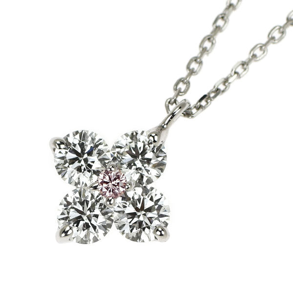 希少 Pt900/Pt850 ダイヤモンド 天然ピンクダイヤ ペンダントネックレス 0.526ct E SI1 3EX/EX PD0.02ct フラワー