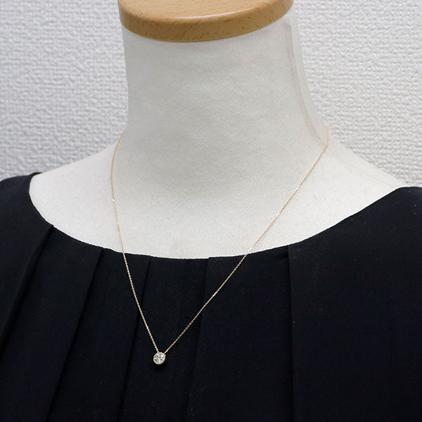 新品 K18YG 多面/スターカット ダイヤモンド ペンダントネックレス 0.518ct I SI2 鍛造ミルグレイン【エスコレ】