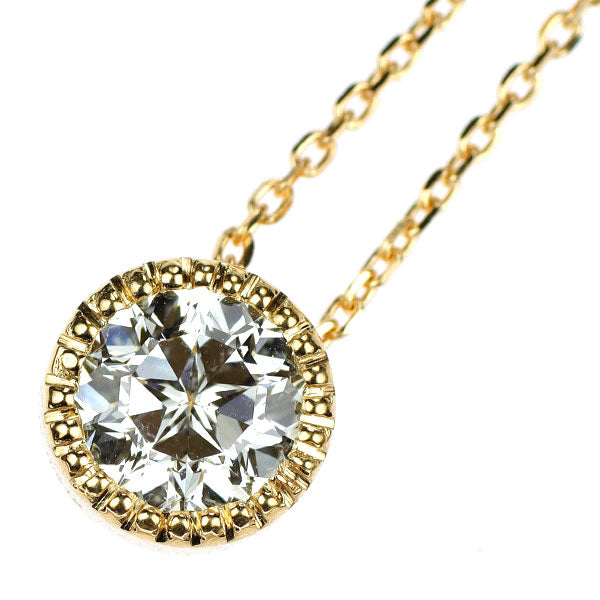 新品 K18YG 多面/スターカット ダイヤモンド ペンダントネックレス 0.518ct I SI2 鍛造ミルグレイン【エスコレ】