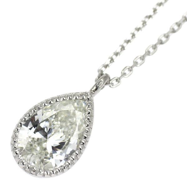 新品 Pt950/ Pt850 ペアシェイプカット ダイヤモンド ペンダントネックレス 0.733ct I VS2 鍛造ミルグレイン【エスコレ】