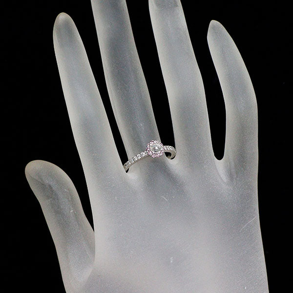 新品 希少 Pt900 ローズカット ダイヤモンド 天然ピンク/カラーレスダイヤモンド リング 0.197ct F SI1 PD0.127ct D0.144ct 【エスコレ】