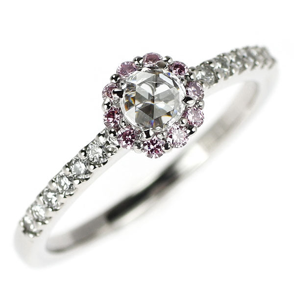 新品 希少 Pt900 ローズカット ダイヤモンド 天然ピンク/カラーレス