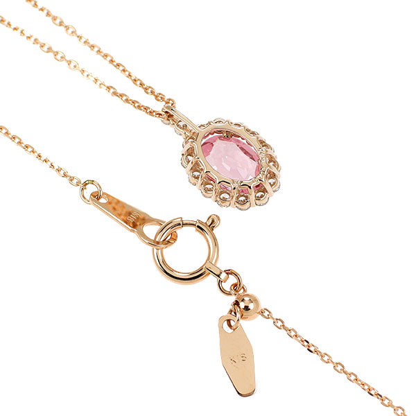 新品 K18PG 非加熱パパラチアサファイア ダイヤモンド ペンダントネックレス 0.732ct D0.20ct【エスコレ】