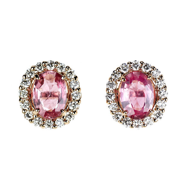 【JB-3942】Pt900 天然パパラチアサファイア ダイヤモンド ピアス JB-3942】Pt900 天然パパラチアサファイア ダイヤモンド ピアス