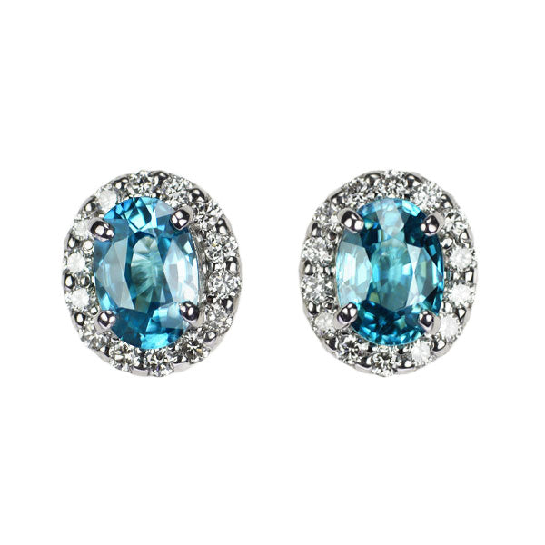 新品 Pt950/ Pt900 カンボジア産ラタナキリブルージルコン ダイヤモンド ピアス 1.20ct D0.24ct【エスコレ】