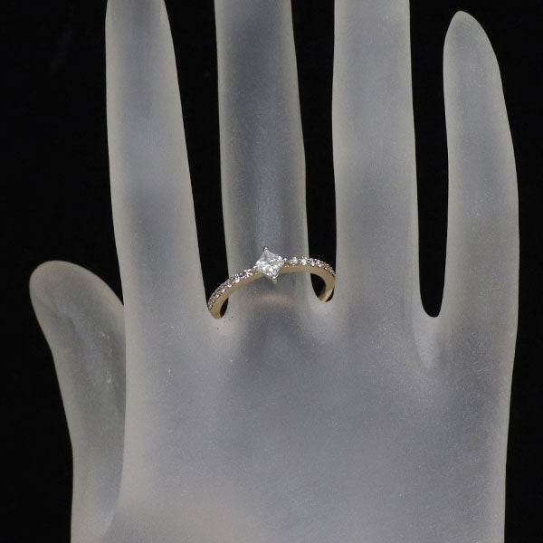 GSTV K18PG/ Pt950 プリンセスカット ダイヤモンド リング 0.32ct D VVS2 0.17ct