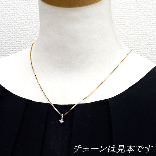 GSTV Pt950/K18PG プリンセスカット ダイヤモンド ペンダントトップ 0.30ct D VVS2 PD0.05ct